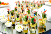 Berry dessert in shot glasses on banquet table